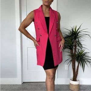 Joie Pink Long Open Vest Size M